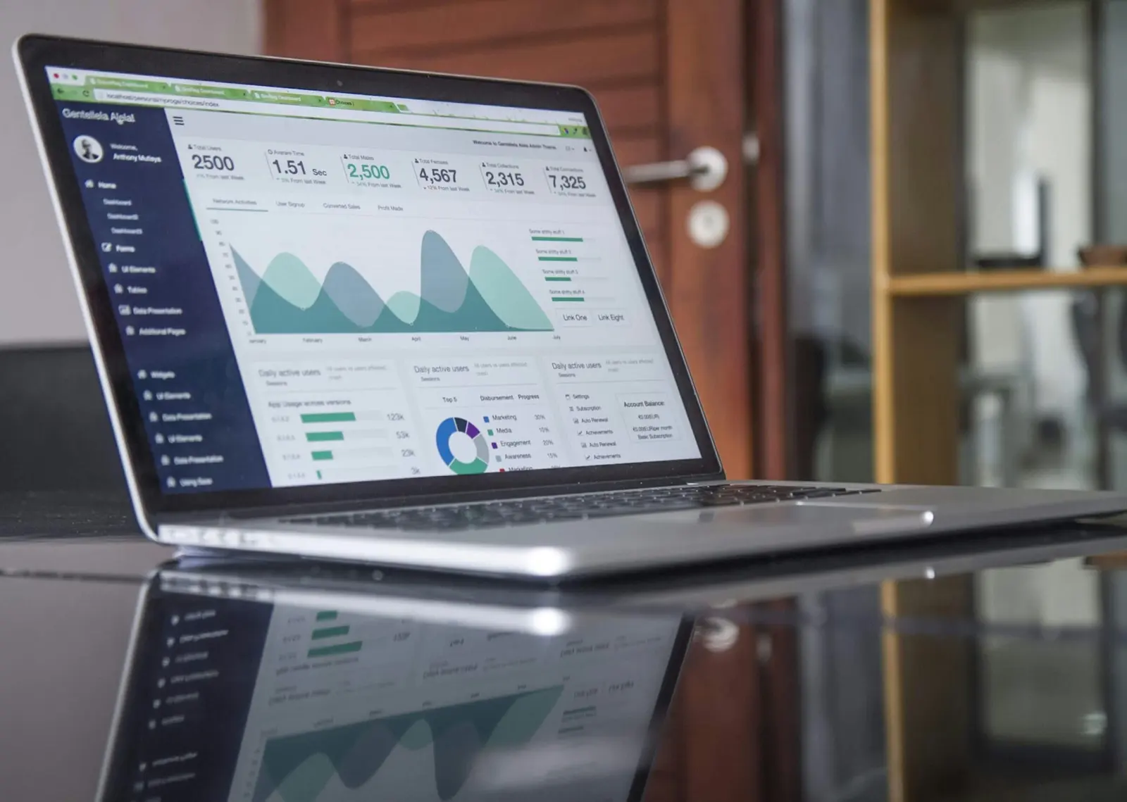 Laptop mostrando un tablero de analítica de datos